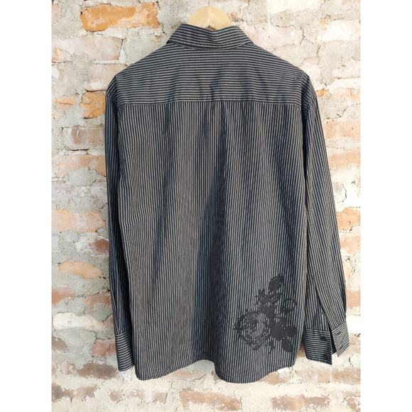 Indigo 3D Button Up Shirt Mens Sz M Long sleeve Pinstripes Rp - Picture 3 of 3